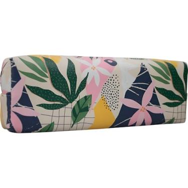 Imagem de Estojo Escolar Tropical, Material PU Resistente, Estampas Florais e Folhas, 22x5x8cm, Compartimento Único com Zíper