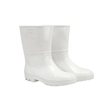 Imagem de Bota Galocha Pvc Branca Cano Médio Sem Forro Frigorifico Açougue Laticínios Cozinha Industrial Impermeável