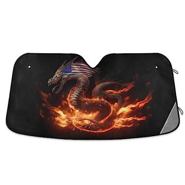 Imagem de Guarda-sol vintage bandeira americana dragão carro para-brisa, para veículos, acessórios de janela de carro