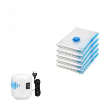 Imagem de Kit Saco a Vácuo Roupas Edredom Com Bomba Elétrica Ideal para Viagem Organização Economia de Espaço(Kit 5 Sacos 40x50 + Bomba 220V)