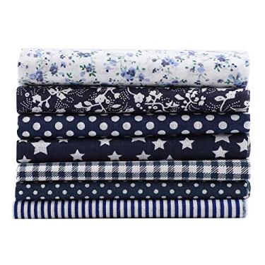 Imagem de GLOGLOW Outras Necessidades Diárias Domésticas Quadrados, 7 Peças, 19,7 X 19, Polegadas, Cores Sortidas, para Quilting, Costura, Decoração de Casa 100% Algodão Pré-cortado Nan (azul-marinho)