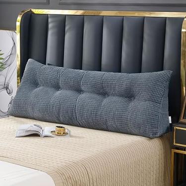 Imagem de Almofada triangular para cabeceira com capa removível, almofada lombar para leitura triangular, almofada de cabeceira de cunha de cor sólida para cama, sofá, quarto, cinza, 80 x 50 x 23 cm