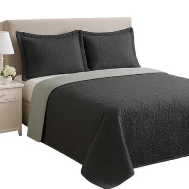Imagem de Kit Colcha Cobre Leito Casal Dupla Face(Cinza/Chumbo)
