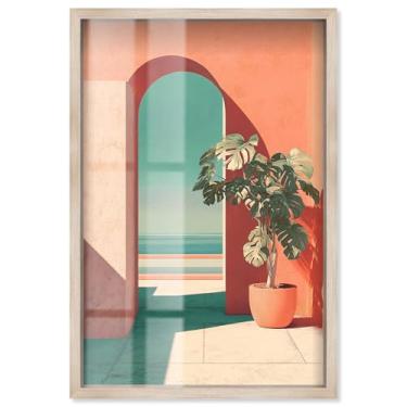 Imagem de Breeze Pathway Shadowbox Print Coastal Wall Art por Art Remedy, moldura loira, 28 x 40 cm