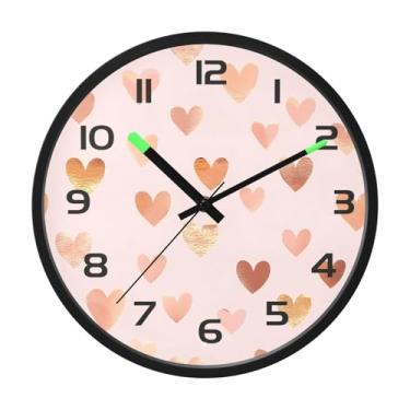 Imagem de CEBUGI Relógio de parede com luz noturna de 30,5 cm que brilha no escuro com sensor de voz, relógios de parede de corações pequenos operados por bateria para decoração de quarto e sala de estar