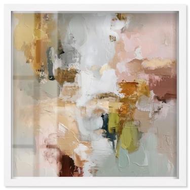 Imagem de Swirl of Joy I Shadowbox Print Taupe Boho Wall Art por Art Remedy, moldura branca, 63 x 63 cm