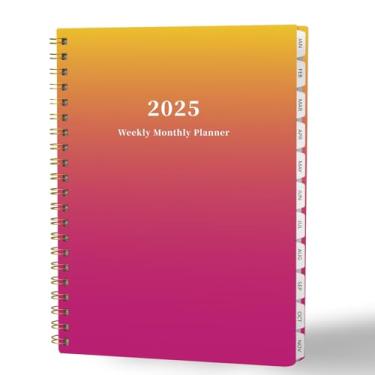 Imagem de Ymumuda Agenda semanal 2025 mensal, janeiro de 2025 a dezembro de 2025, 12 meses, 21,6 x 28 cm, agenda mensal grande de 2025 com encadernação espiral, excelente para material de escritório escolar,
