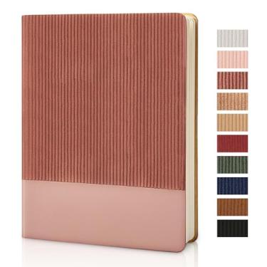 Imagem de TSFPapier Caderno pautado para trabalho e faculdade 18,3 cm x 24,4 cm B5 couro PU diário diário 160 páginas para mulheres e homens escrevendo em casa material escolar negócios (rosa escuro)