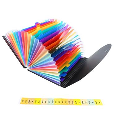 Imagem de Cryfokt Organizador de Arquivos Acordeão à Prova D'água Com 24 Bolsos para Escola de Escritório, Pasta de Arquivo Expansível Ecológica Com Etiqueta de índice de Capa para Documentos, Vouchers,