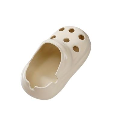 Imagem de 1 cinzeiro de cigarro fofo em forma de animal com orifícios de ventilação - Material cerâmico adorável, escritório decorativo em casa (branco)