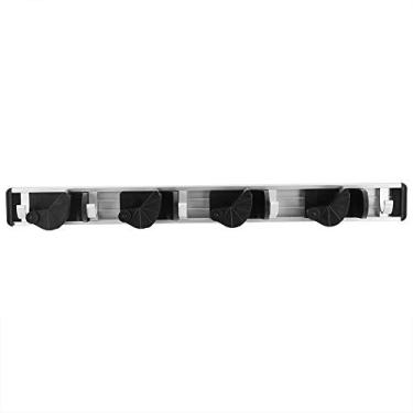 Imagem de SIWOTED Suporte para esfregão e vassoura Rack montado na parede Organizador de armazenamento de ferramentas para uso doméstico (Quatro buracos e cinco enforcamentos)