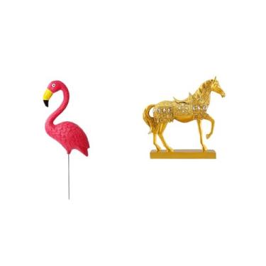 Imagem de Whtkoph Estátua de Flamingo, Figura Decorativa para Jardim, Escultura de Cavalo, Figuras de Resina, Animais Esculpidos, Acessórios de Jardim para Decoração.