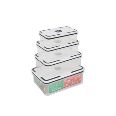 Imagem de Kit 4 Potes Herméticos Retangulares com Vedação em Silicone – Conserva Alimentos, Livre de BPA, Empilhável e Transparente para Despensa e Geladeira