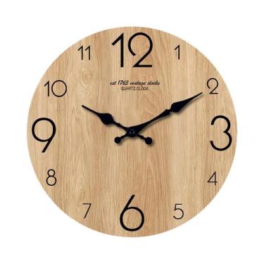 Imagem de Relógio De Parede Com Textura De Madeira Moderno Silencioso Quartz 10 