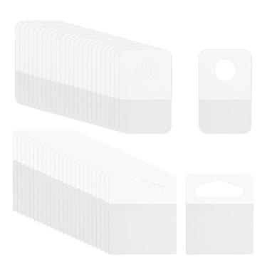 Imagem de PATIKIL Abas para pendurar 1 x 1,6 / 2 x 2,4 polegadas, 120 peças de etiquetas transparentes para pendurar abas autoadesivas etiquetas de orifício de fenda para lojas de varejo Display Slat ganchos de