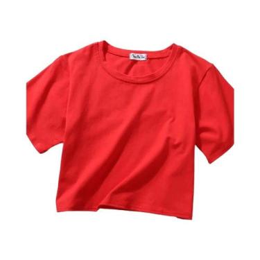 Imagem de Camiseta Feminina De Verão Em Algodão Com Manga Curta, Decote Redondo,