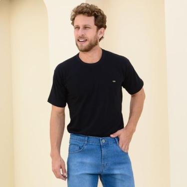 Imagem de Camiseta Preta Sem Estampa Lisa Masculina De Gola Redonda - Ss Jeans, 