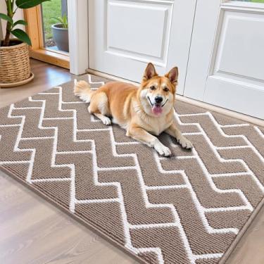 Imagem de OLANLY Tapete de porta frontal, suporte de borracha antiderrapante, resistente à sujeira e absorvente, lavável, capacho interno de baixo perfil fácil de limpar para porta traseira, entrada, entrada