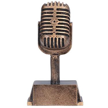 Imagem de aqxreight Troféu de Prêmio de Música Microfone Decorativo de Resina Sintética Ornamento de Mesa para Competição de Canto Doméstico São Jogos Especiais para Seus Troféus de karaokê etc.
