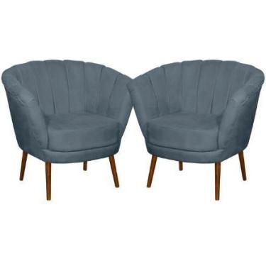 Imagem de Kit 02 Poltrona Pétala Flor Decorativa Suede - Sonho das Poltronas, Az