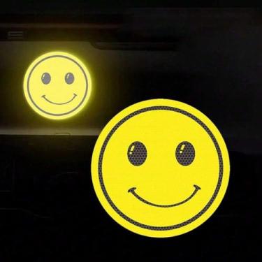 Imagem de Adesivos refletivos sorridentes – Adesivos de segurança para mochilas, bicicletas, capacetes e equipamentos, material de PVC durável, fácil de instalar e remover, alerta noturno para estudantes e