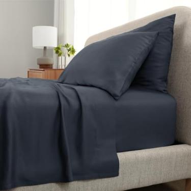 Imagem de Cariloha Aloha Conjunto de lençóis macios de 4 peças | capa azul | King | Material de viscose | Resistente a alergias, regulação térmica e extra macio