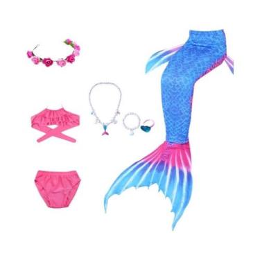 Imagem de Fantasia De Cauda De Sereia Para Meninas, Tecido Altamente Elástico E 