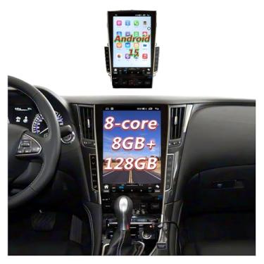 Imagem de Rádio estéreo para carro Android 15, 8 núcleos, 8 + 128 G, compatível com Infiniti Q50 2015 2016 2017 2018 2019, tela sensível ao toque de 12,1 polegadas, sem fio, CarPlay e Android Auto DSP 4G LTE 5G