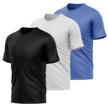 Imagem de Kit 3 Camisetas Masculina Dry Manga Curta Proteção UV Sport Basica Aca