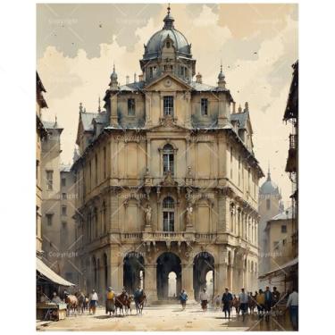 Imagem de Kit de pintura por números de referência europeia para adultos – Pintura de arquitetura barroca DIY em tela 40 x 50 cm, conjunto de tinta acrílica, adequado para iniciantes, arte para decoração de