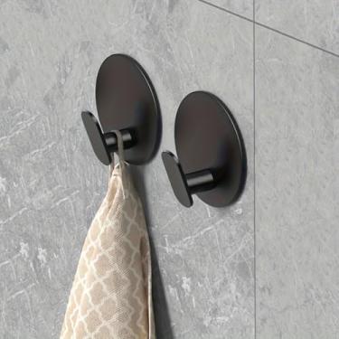 Imagem de Ganchos de parede modernos - cabides de toalha adesivos de fácil instalação para banheiro, cozinha - roupão, roupas, chapéu e porta-chaves duráveis (4)