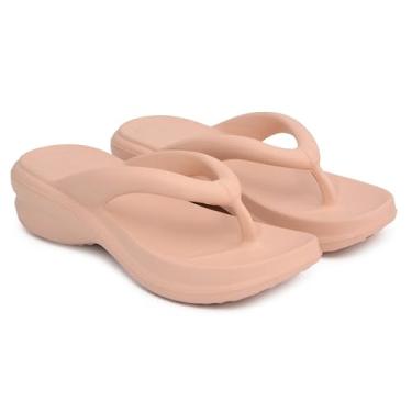 Imagem de Sandália Feminina Nuvem Ortopédica Plataforma em EVA, Chinelo Anatômico Antiderrapante com Palmilha Amortecida, Salto 5cm, Verde Lima (Nude, BR, Adulto, Faixa Numérico, 33, 34)