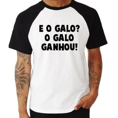 Imagem de Camiseta Raglan E o galo O galo ganhou! - Foca na Moda, Branco, Preto,