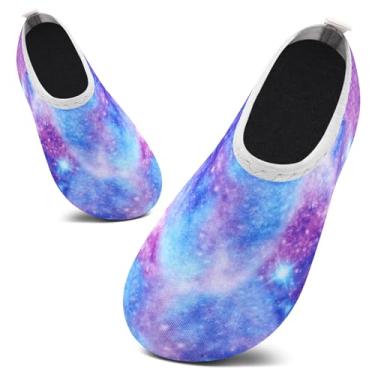 Imagem de Meias aquáticas infantis para atividades ao ar livre, secagem rápida, descalço para crianças, esportes, praia, natação, surfe, Azul-celeste estrelado, 12.5-13 Little Kid