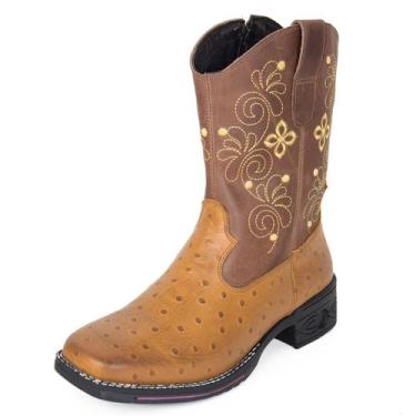 Imagem de Bota Texana Feminina Couro Florida DIfranca - VF202C - Caramelo, 38