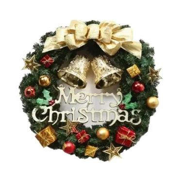 Imagem de Guirlanda De Natal Artificial De 45cm Para Pendurar Na Porta, Acessóri