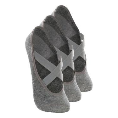 Imagem de Kit 3 Pares de Sapatilhas Antiderrapante Pilates Lupo 4942-006, Cinza,