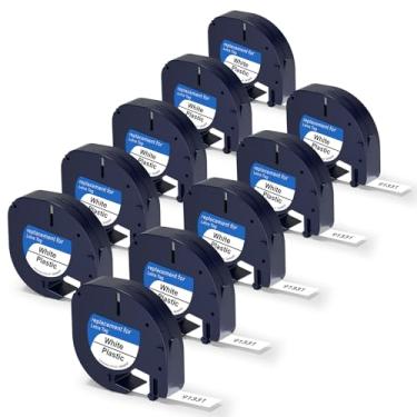 Imagem de Compatível com Dymo Letratag Refil 91201 91331 S0721660 Fita adesiva de plástico branco 12 mm x 4 m 1/5.1 cm x 13', funciona com Dymo Letra Tag LT-100H LT-100T Plus 200B QX50 XR XM 2000