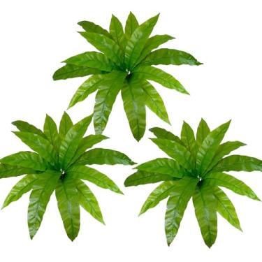 Imagem de AUMVEYI Samambaias artificiais de 51 cm, 3 peças de plantas artificiais realistas para ambientes externos, vegetação falsa resistente a UV para decoração interna e externa de varanda, pátio