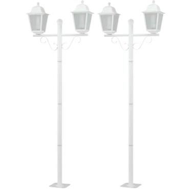 Imagem de Kit 2 Postes 210cm Luminária Externo de Chão Clássicos Dital Branco Jardim Praças Residenciais Iluminação