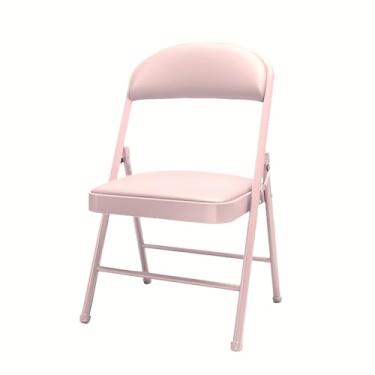 Imagem de Cadeiras dobráveis leves com assento acolchoado, estilo retrô, capacidade de 200 kg, ideal para uso doméstico, escritório, uso interno e externo - Estrutura de aço durável, assentos confortáveis