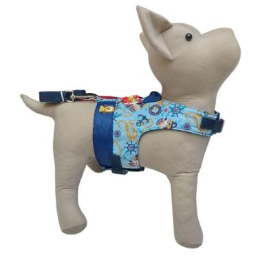 Imagem de Peitoral Guia Cachorro Snob Dog Marinheiro Azul Macho, M