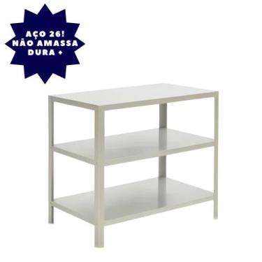 Imagem de Mesa Multiuso Aço 3 Prateleiras Cozinha Oficina Farmácia Restaurante P