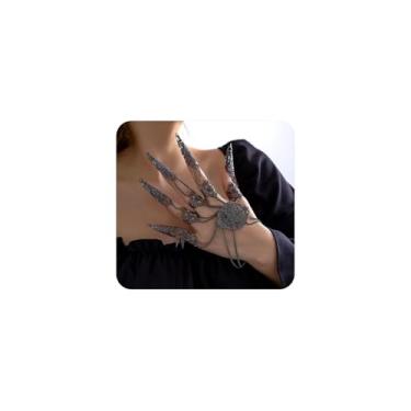 Imagem de GIGB PBDK Pulseiras góticas com garras de dedo para mulheres, escuridão, vintage, pretas, garras de vampiro, pulseiras de unhas exageradas, pulseiras para cosplay, acessórios de mão, Large, Liga