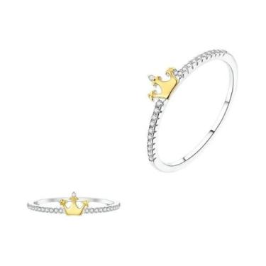 Imagem de Anel Feminino De Prata Esterlina 925 Com Caveira, Laço, Coroa, Coração