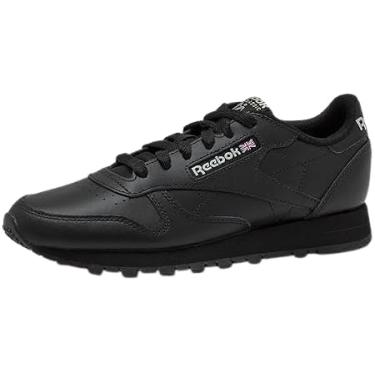 Imagem de Reebok Tênis feminino clássico de couro, preto ou branco, tamanho 34 a 43, Cblack/Pugry5/Rbkg03, 34