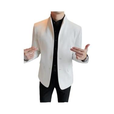 Imagem de Blazer Formal Masculino Branco E Preto Com Botão Único, Jaqueta De Ter