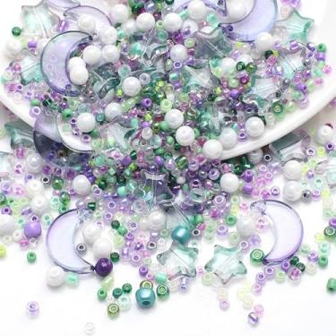 Imagem de Contas mistas de cristal lua estrela contas de sementes contas de pérolas redondas soltas para fazer joias, pulseiras de artesanato, colares, brincos, projetos de artesanato faça você mesmo, kits de