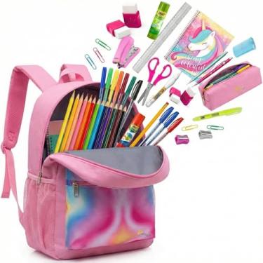 Imagem de Kit Escolar Completo com 43 Itens, Mochila Reforçada, Estojo, Caderno 10 Matérias, Canetas, Lápis de Cor, Material de Escrita e Organização para Volta às Aulas