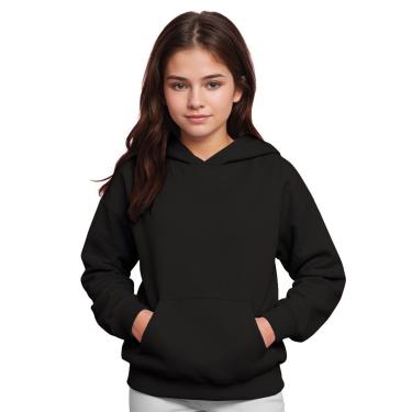 Imagem de Moletom Infantil Canguru Menina Algodão Capuz Bolso Frontal-Feminino